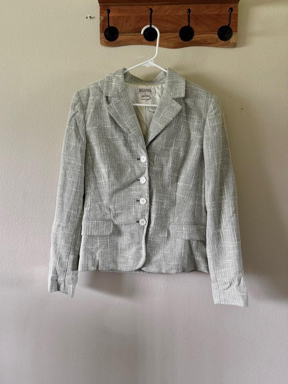 Y2K MICHAEL Michael Kors Linen Blend Tweed Vintage Blazer Jacket Size 12